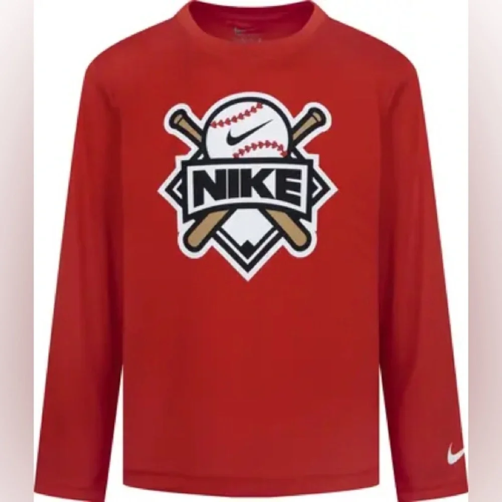 Nike Kids Red Long Sleeve Dri-Fit Baseball Tee, Size 2T